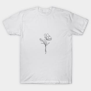 Wildflower Line Art | Floral Botanical Minimalist Lineart T-Shirt